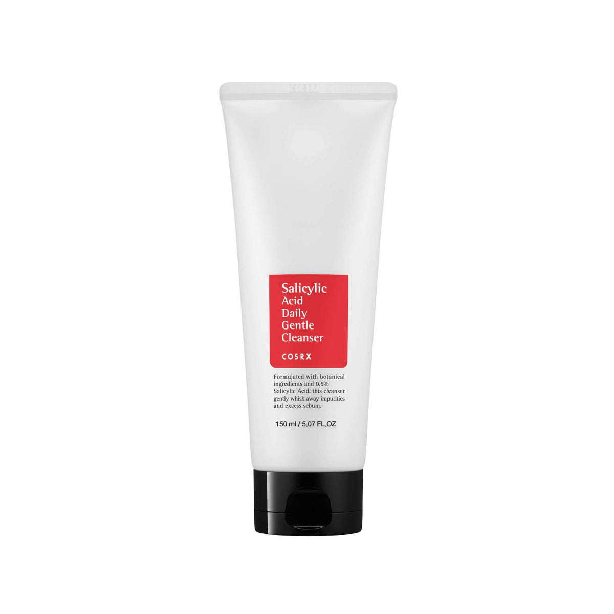 COSRX front packaging showing cleanser bottle and clean branding, highlights daily use benefit