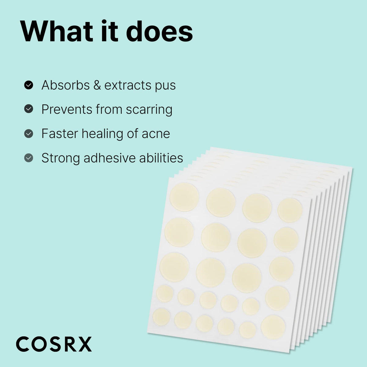 COSRX patch next to a coin to show scale and precise sizing benefit