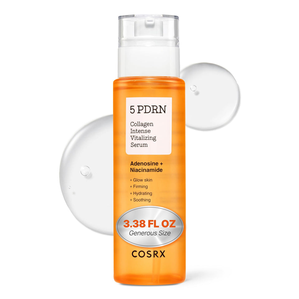COSRX bottle front view showing sleek packaging and clear benefits
