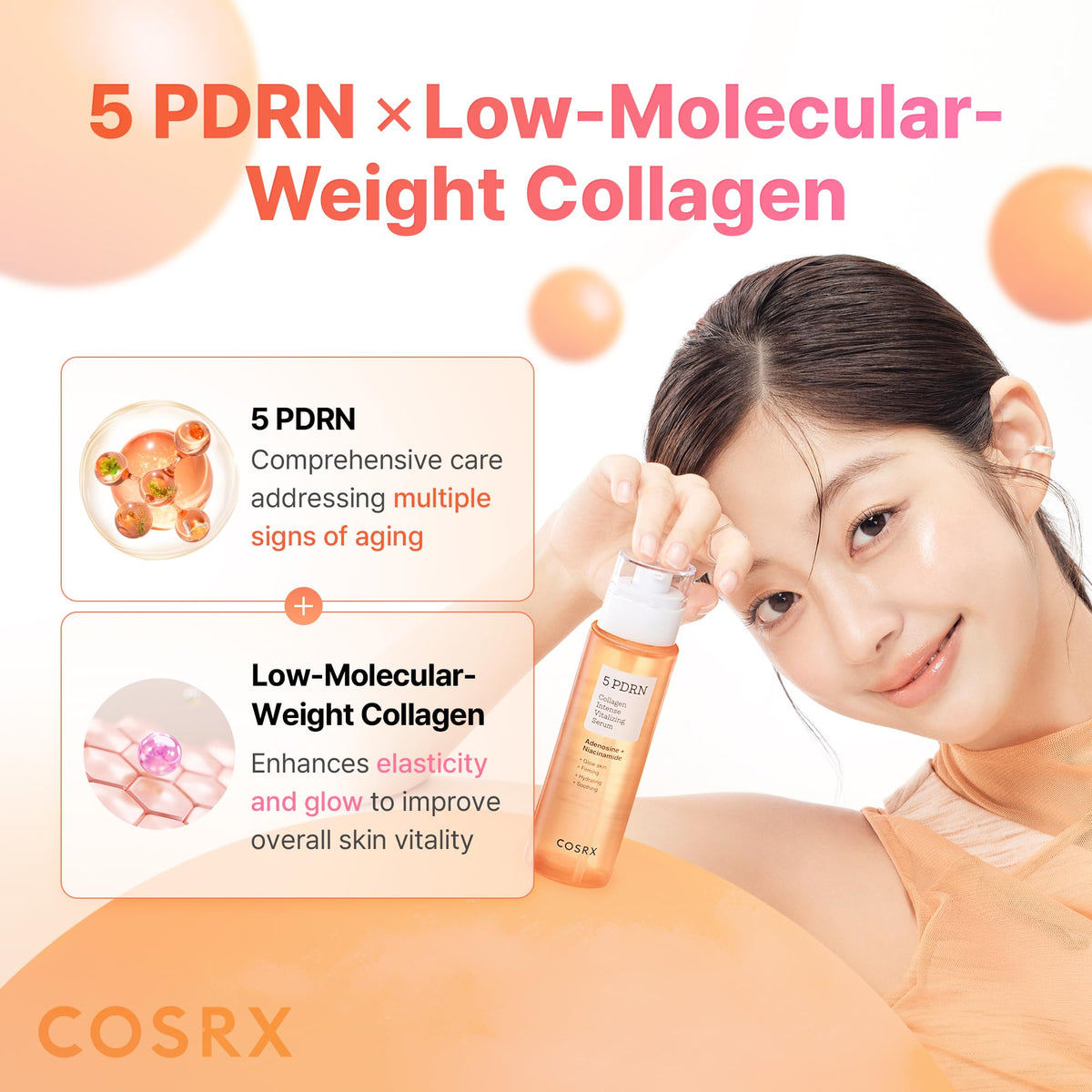 COSRX ingredient label detail showing PDRN and collagen benefits
