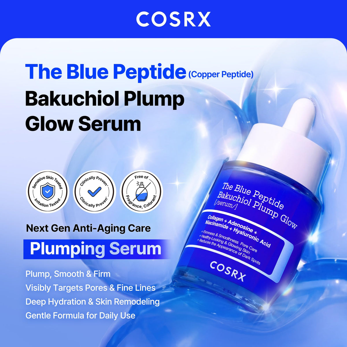COSRX pump dispensing serum illustrating precise application and easy dosing