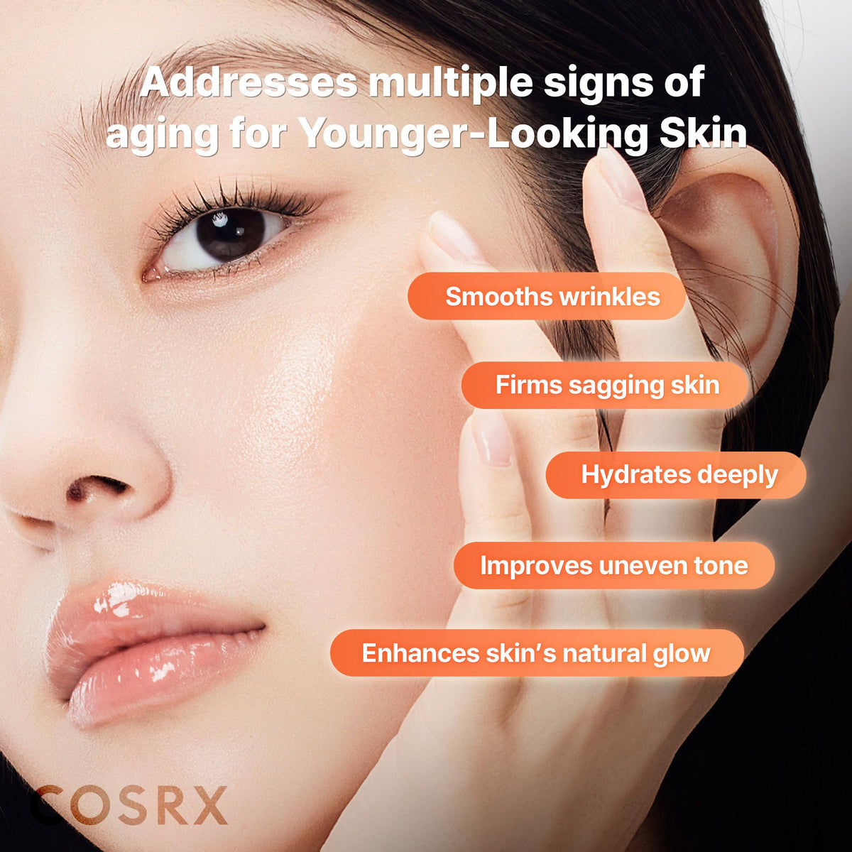 COSRX close-up of serum texture showing lightweight, fast-absorbing finish