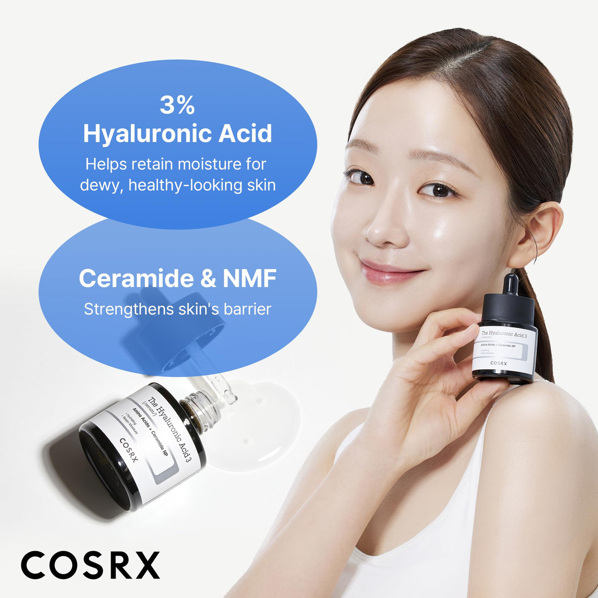 COSRX close-up of lightweight serum texture for fast absorption benefit