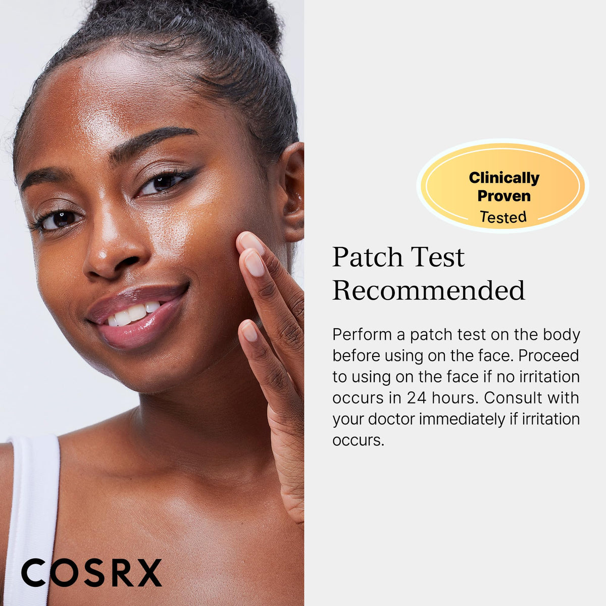 COSRX mask next to hand for size comparison showing travel convenience