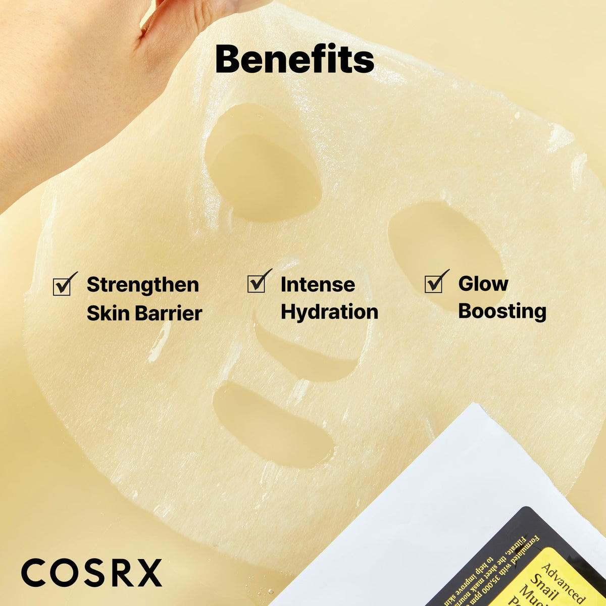 COSRX ingredient label close-up highlighting 35,000 ppm snail mucin concentration