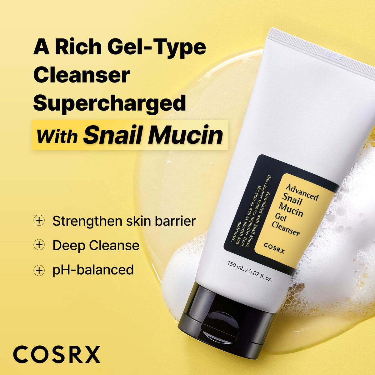 COSRX close-up of the snail mucin gel texture highlighting gentle hydration