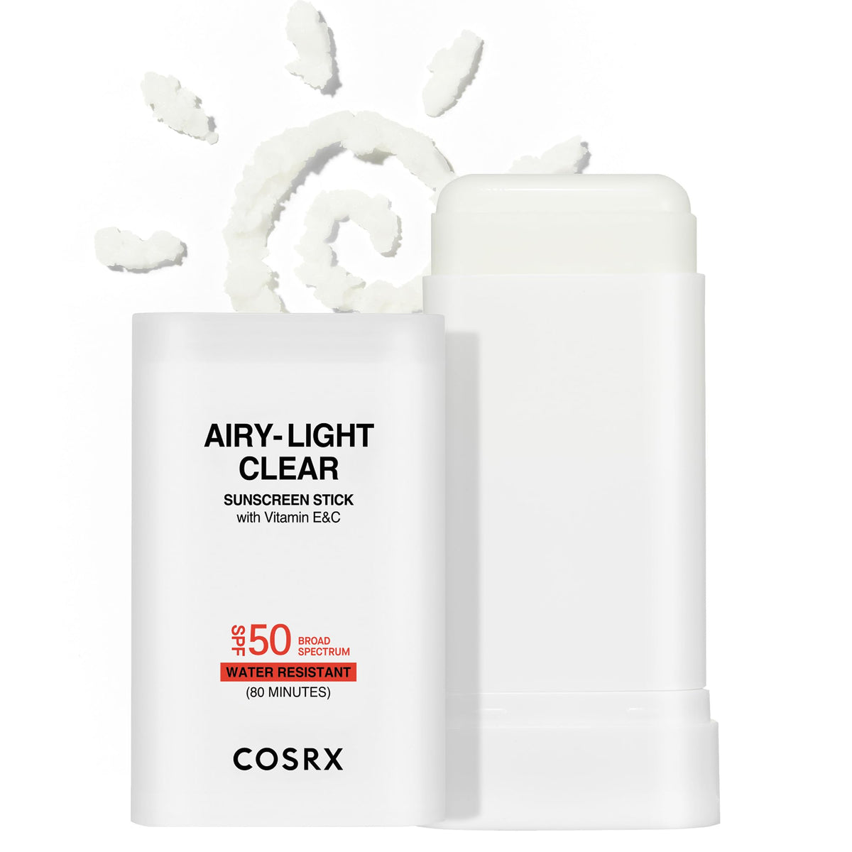 COSRX front packaging of sunscreen stick showing compact design and SPF benefit