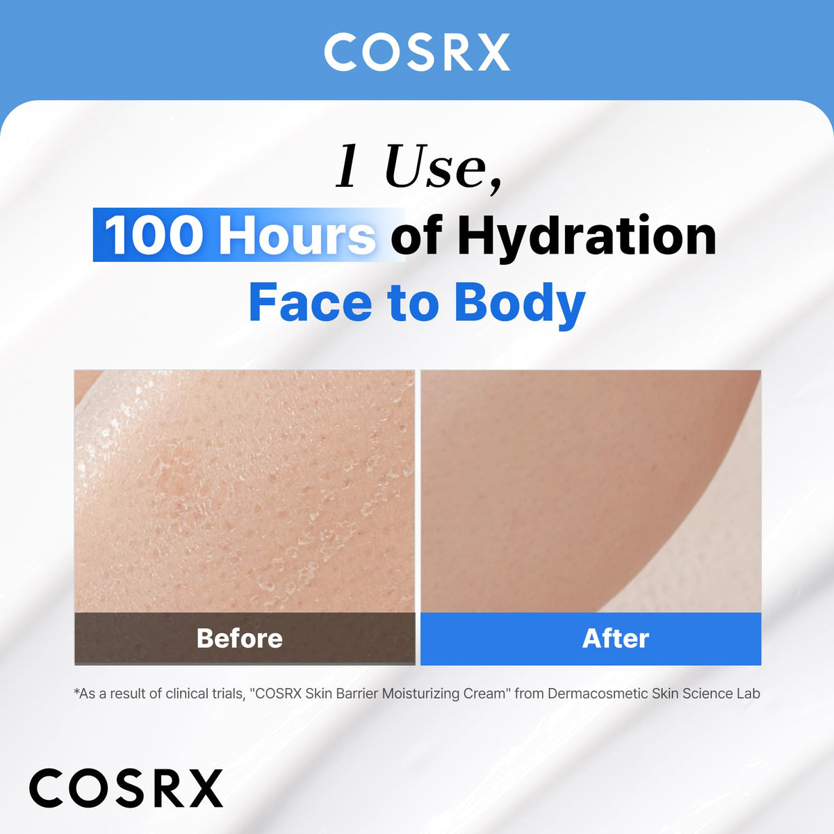 COSRX close-up texture shot showing lightweight, non-greasy finish