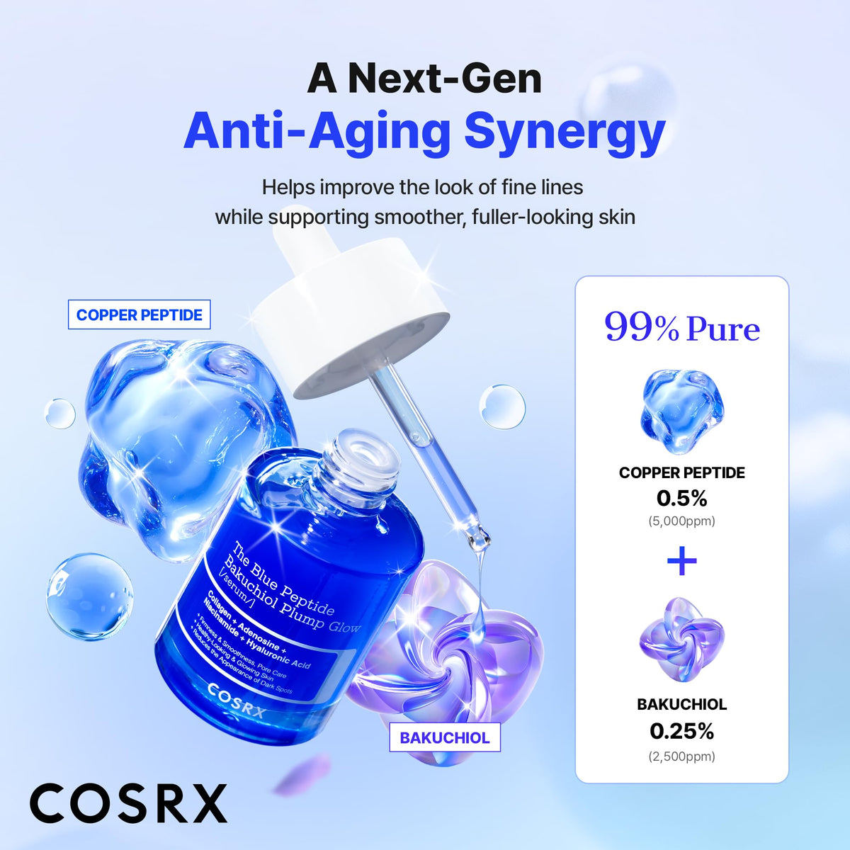 COSRX texture close-up of a drop on skin showing lightweight hydration benefit