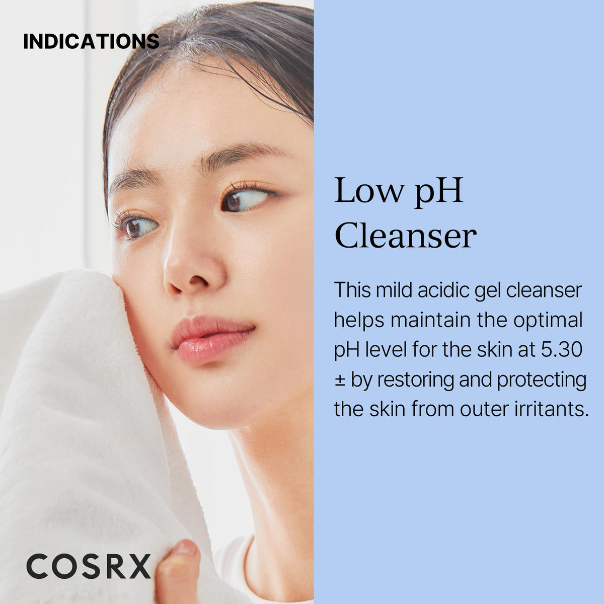 COSRX gel texture close-up showing smooth gel and mild foam for gentle cleansing