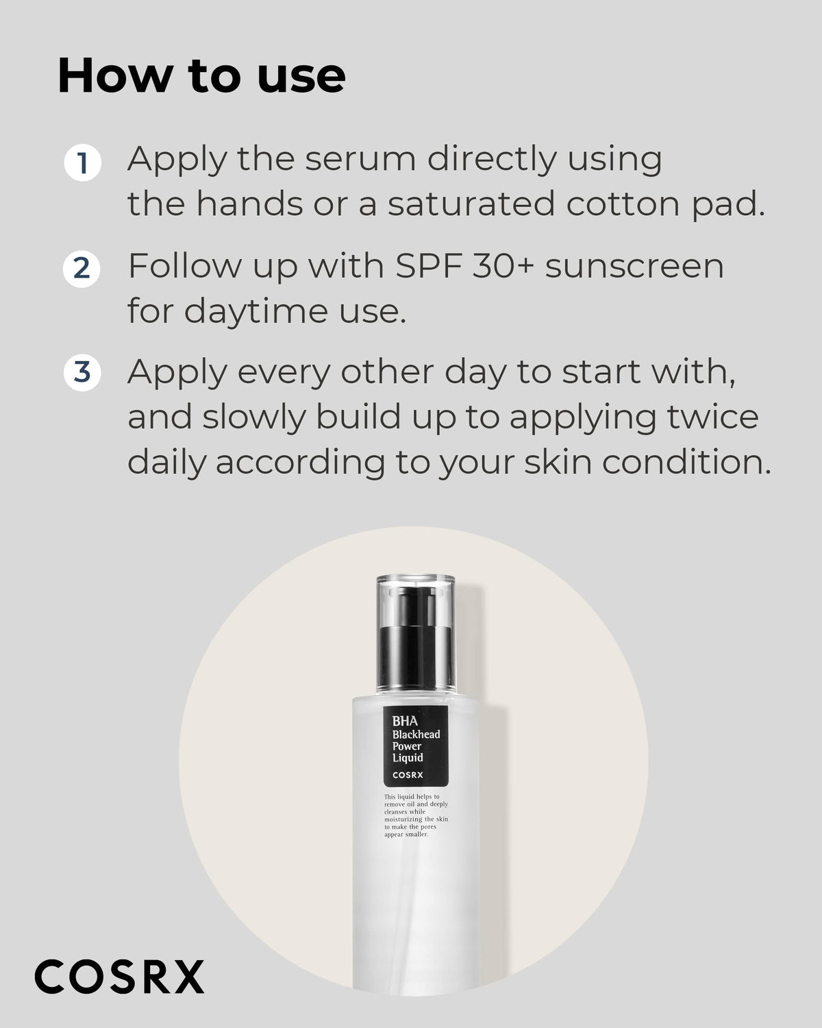 COSRX liquid poured into palm demonstrating easy absorption and glow