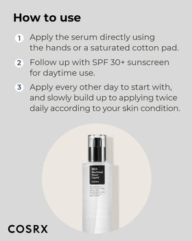 COSRX liquid poured into palm demonstrating easy absorption and glow