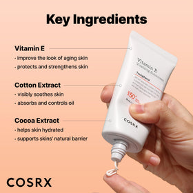 COSRX tube held in hand for size comparison and easy travel convenience