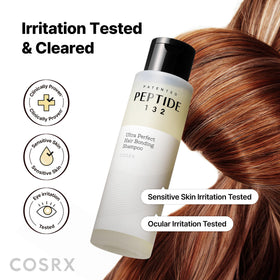 COSRX shampoo in use on wet hair illustrating soothing scalp cleansing benefit