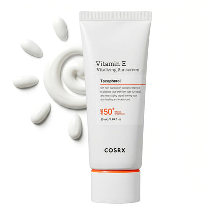 COSRX front packaging showing SPF 50 and compact travel size benefit