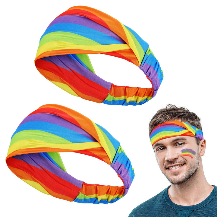 Cosweet front view of rainbow headbands showing vibrant colors and pride support