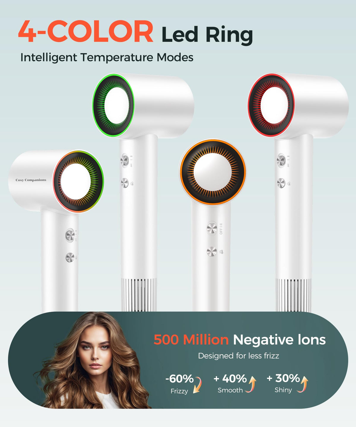 Cosy Companions hair dryer held in hand to show scale and lightweight design — reduces fatigue