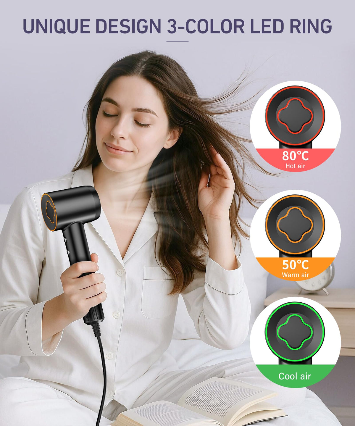 Cosy Companions magnetic nozzle rotated 360 degrees for targeted styling versatility