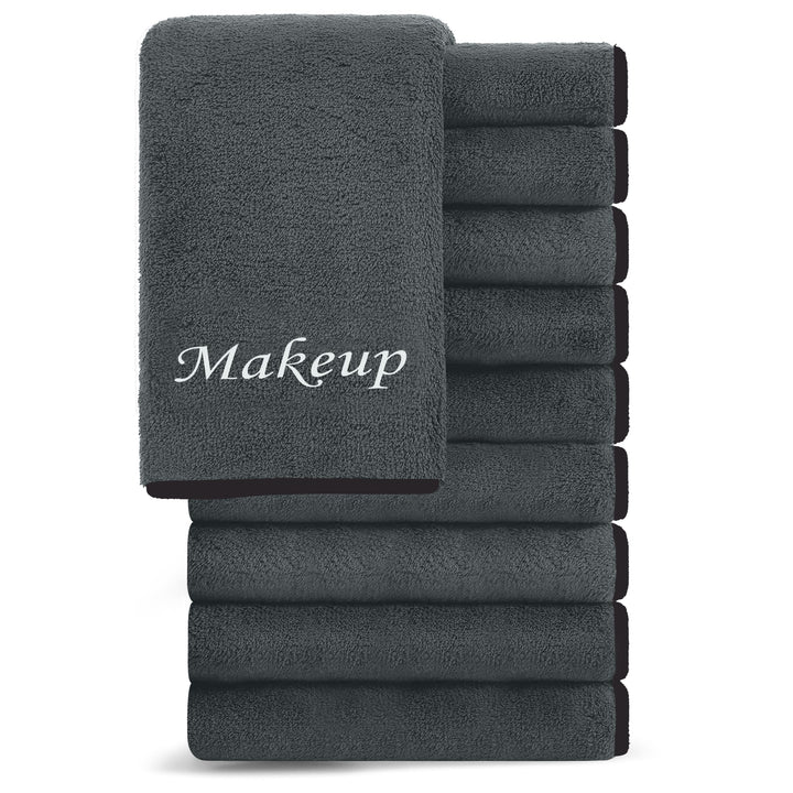 Cosy Family front packaging showing 10 black grey towels and set benefit