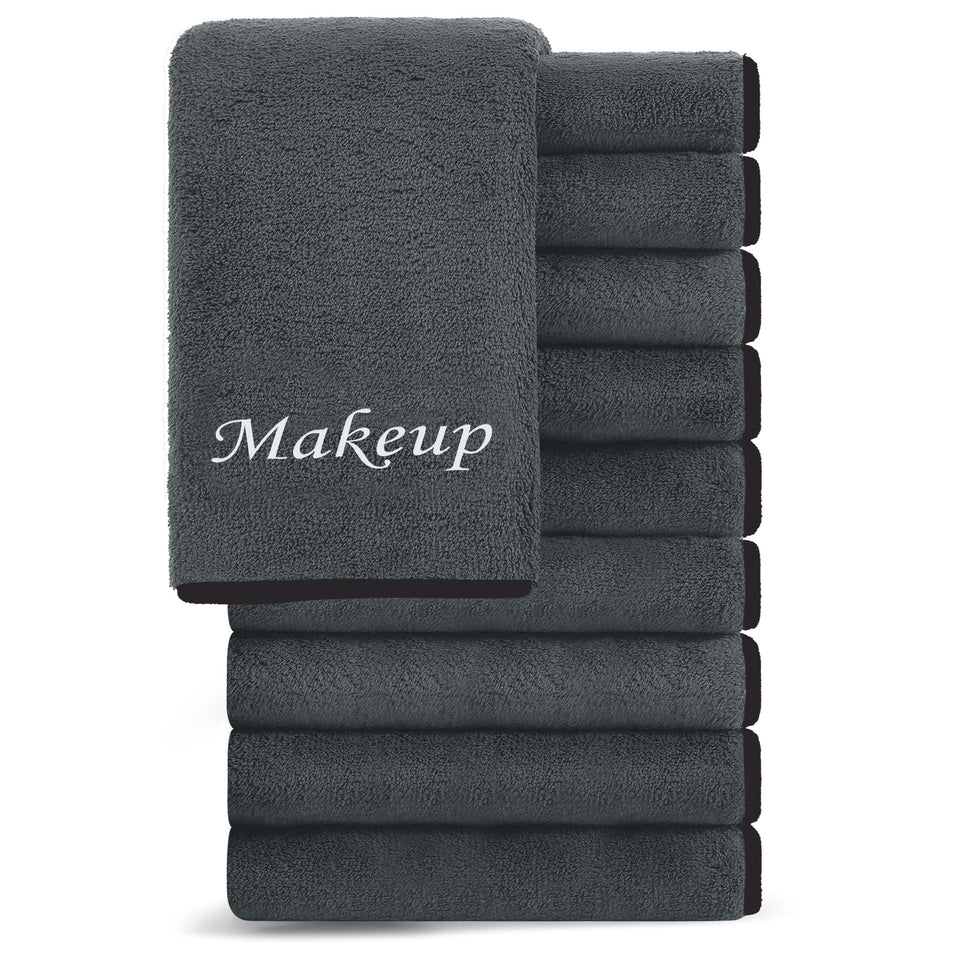 Cosy Family front packaging showing 10 black grey towels and set benefit