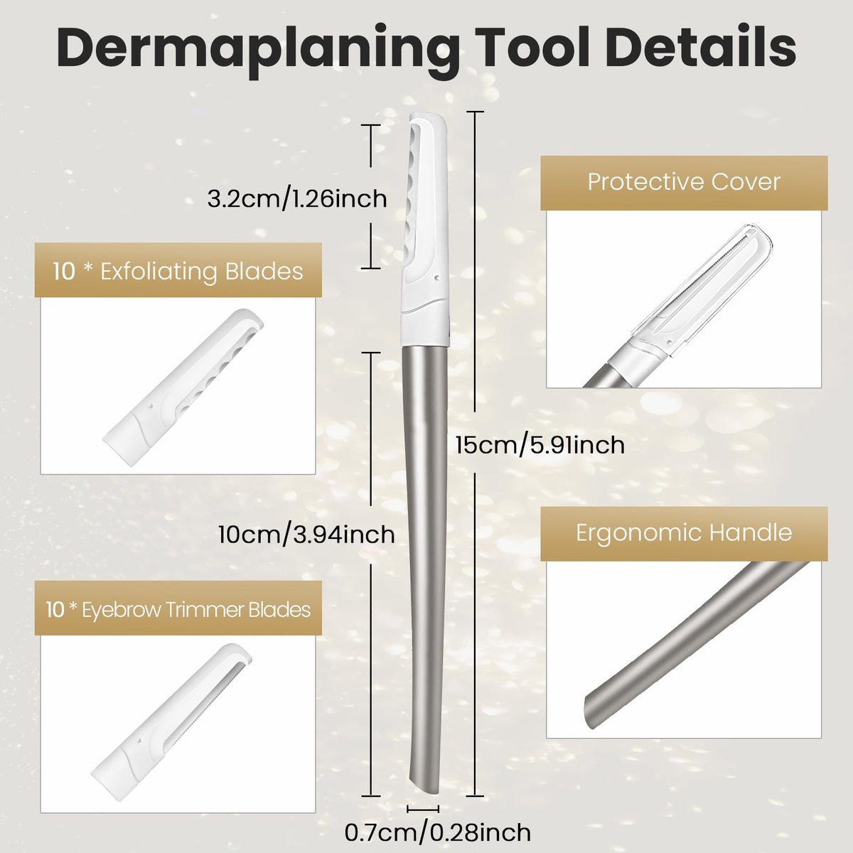 COSYLIFE dermaplaning tool in use on cheek demonstrating gentle exfoliation