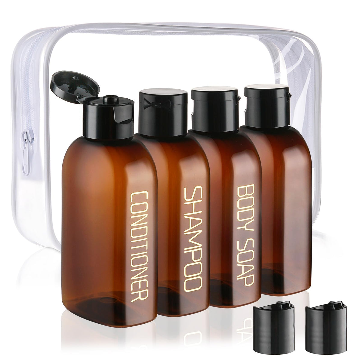 Cosywell front packaging showing four bottles and clear pouch for organized travel