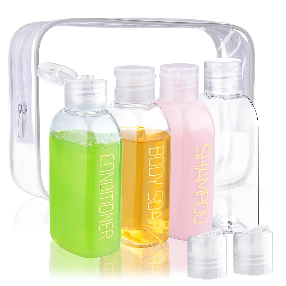 Cosywell front packaging showing four 3.4 oz bottles and pouch for easy packing