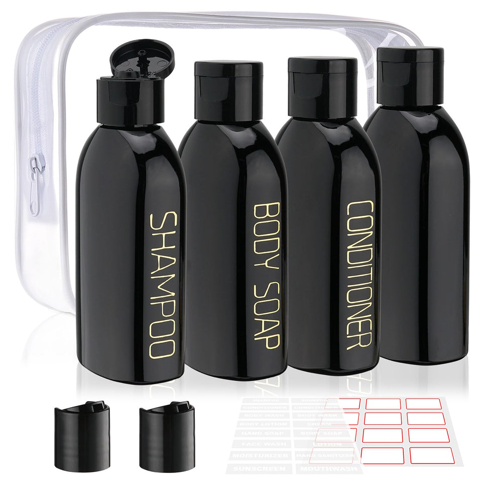 Cosywell front packaging showing four travel bottles and clear pouch for organized packing