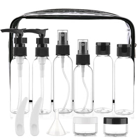 Cosywell front view clear bag and bottles showing organized travel storage benefit