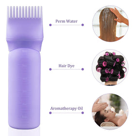 Cosywell bottle beside hairbrush showing 6oz scale for compact professional portability