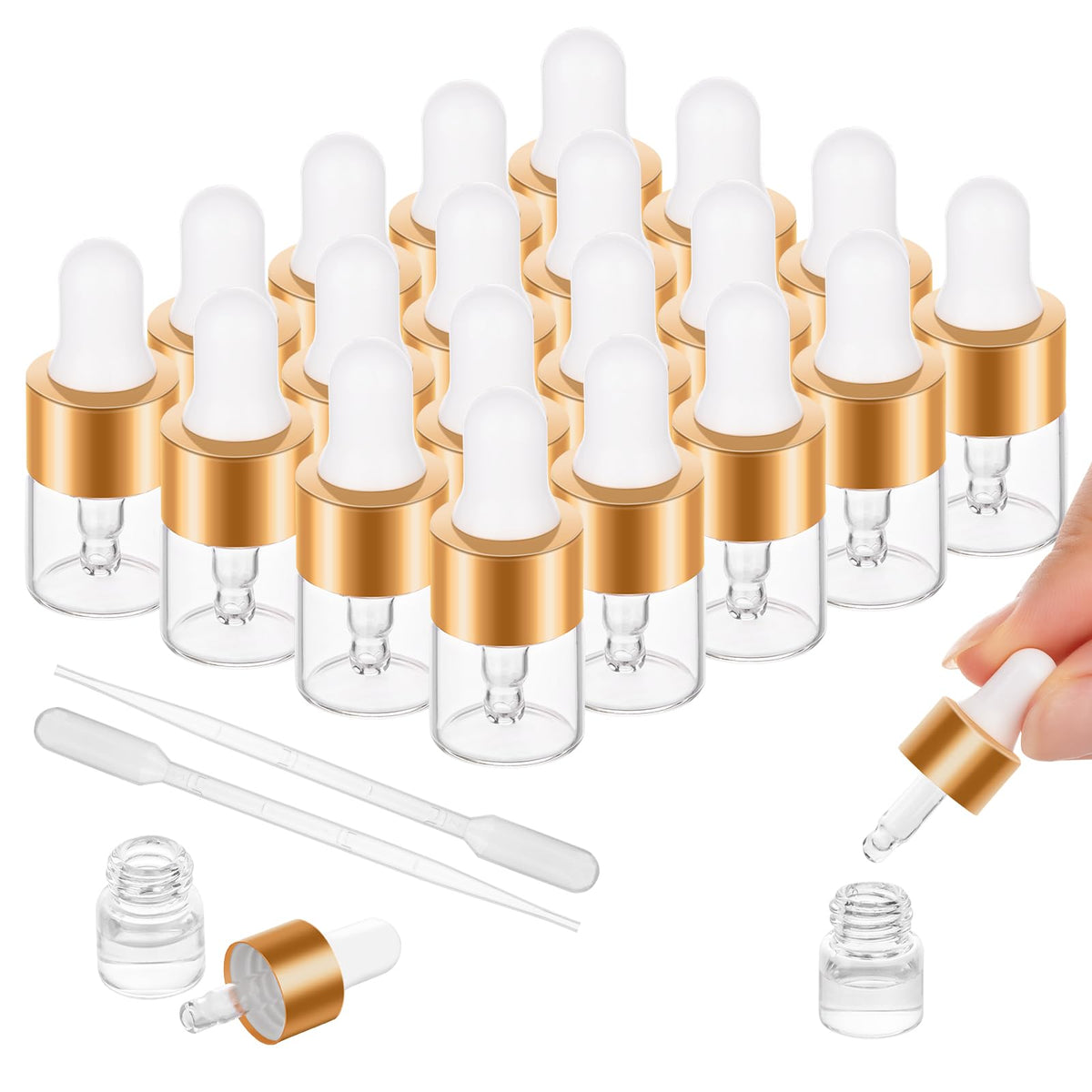 COTOM front packaging showing 20 mini dropper bottles and two clear boxes for neat storage and gifting