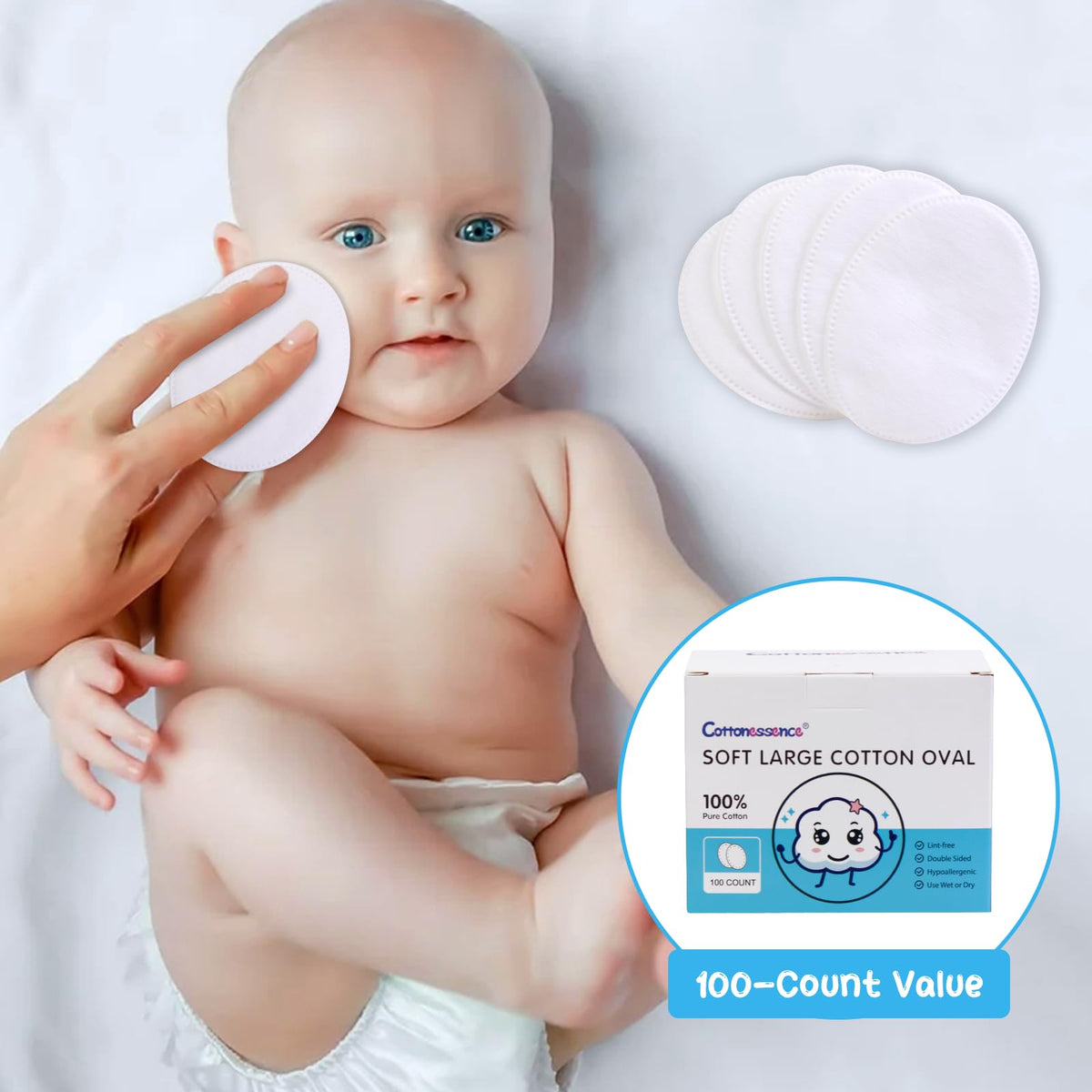 Cottonessence double-sided pad detail illustrating smooth sealed edges