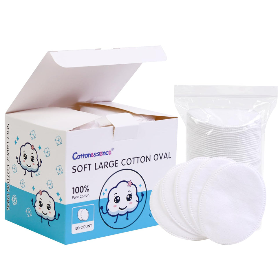 Cottonessence front packaging showing 100-count and product benefits