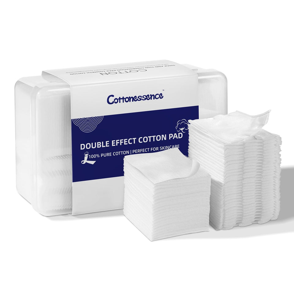 Cottonessence front packaging showing 475-count and reusable box benefits