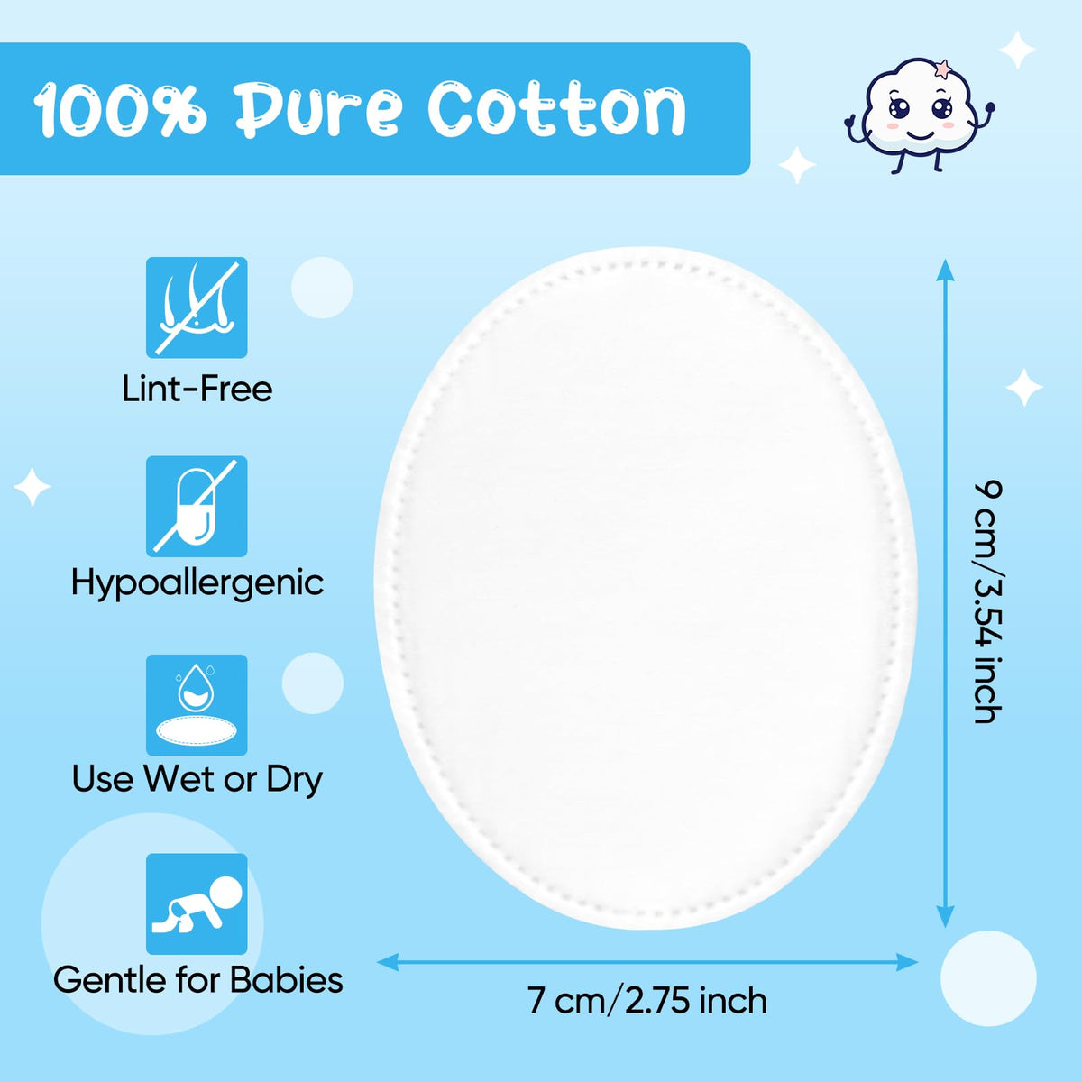 Cottonessence large oval pad flat lay highlighting size and coverage