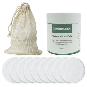 Cottonessence pads neatly stored in round box organized travel-ready