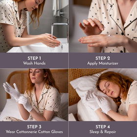 COTTONNERIE hand size comparison showing fit options S M L, ensures proper fit