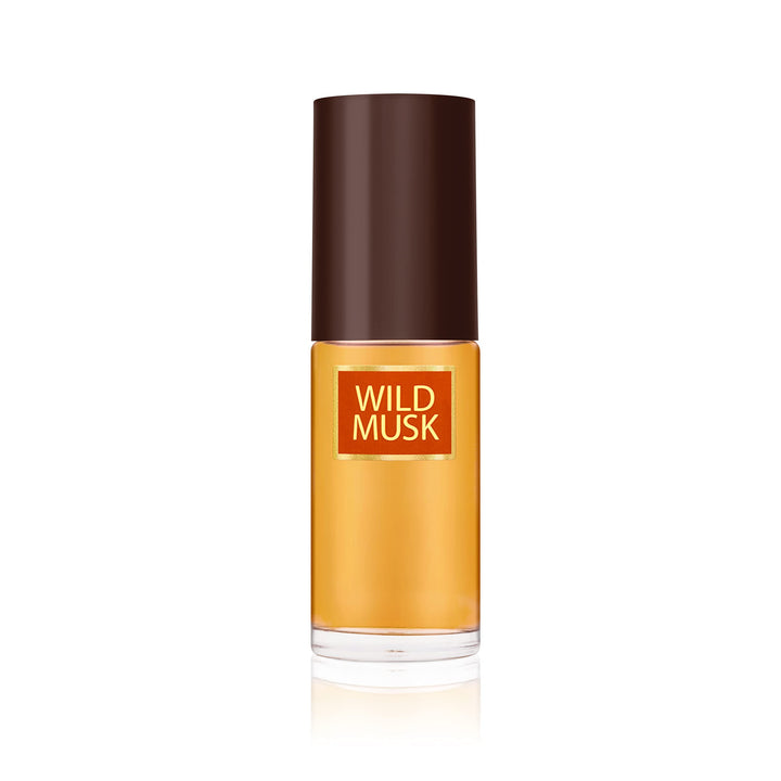 Coty Classics Wild Musk front bottle showing elegant cylinder for easy carrying
