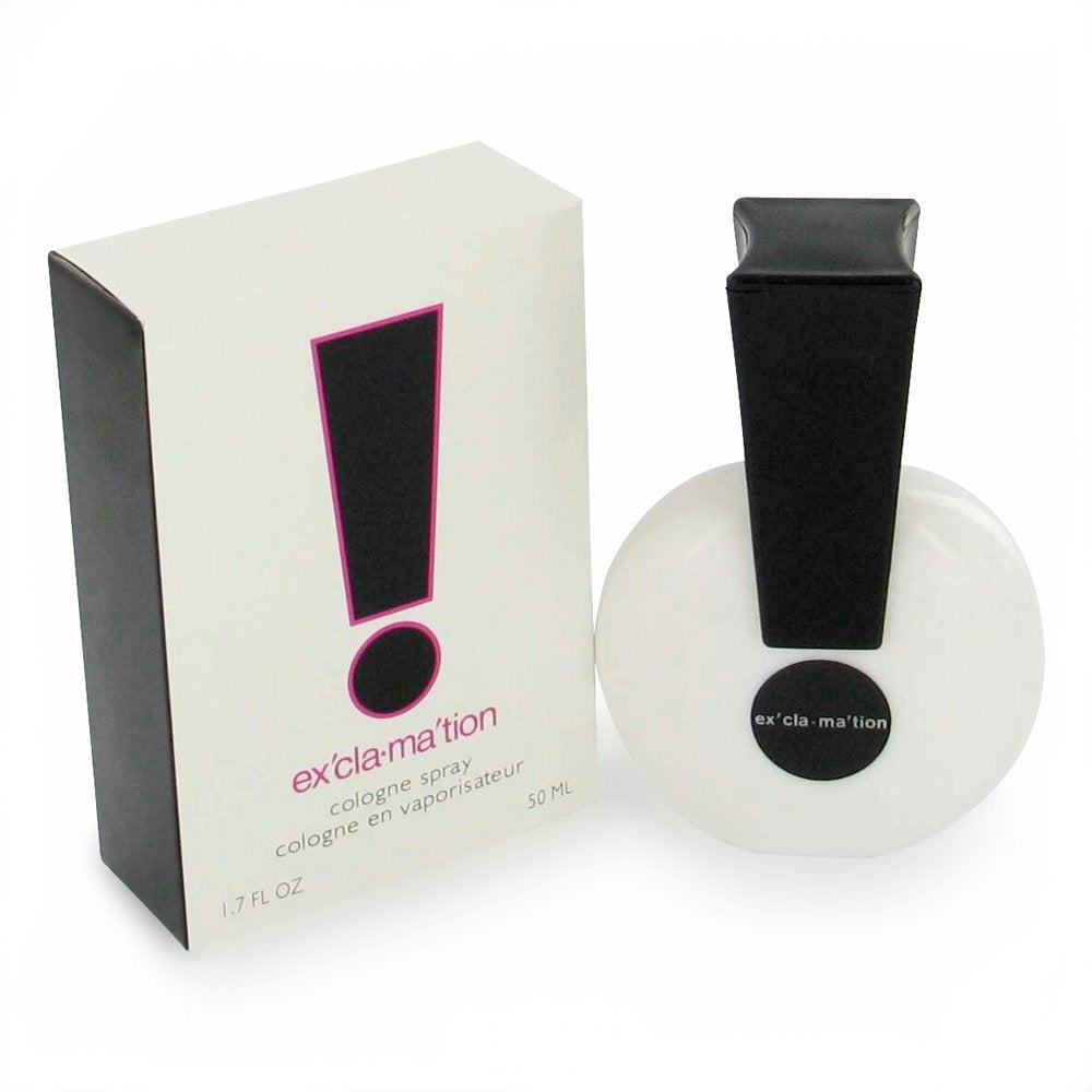 Coty Exclamation front bottle view showing compact 1.7 fl oz spray for easy daytime use