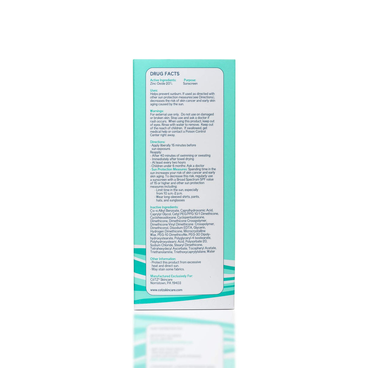 CoTZ label with reef-friendly badge emphasizing ocean-safe formulation