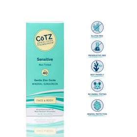 CoTZ Sensitive cream texture close-up demonstrating sheer spreadability