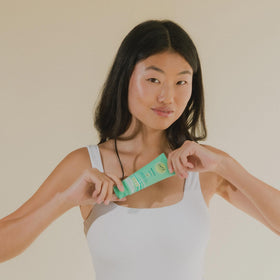 CoTZ tube cap and label highlighting zinc oxide mineral sunscreen