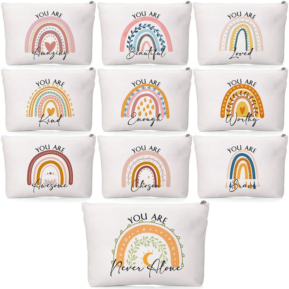 Coume front view of 10-pack colorful pouches showing variety and organization benefit