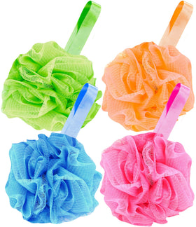 Counterfeit Blonde front pack view showing four colorful loofahs and value