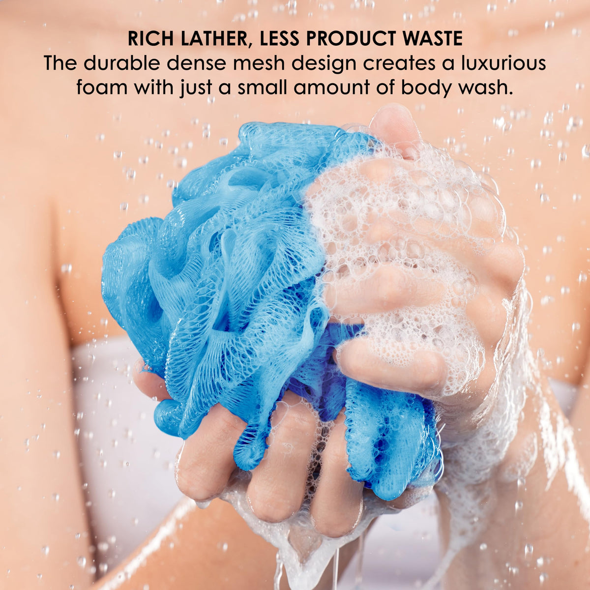 Counterfeit Blonde loofah producing rich soapy lather for efficient cleansing
