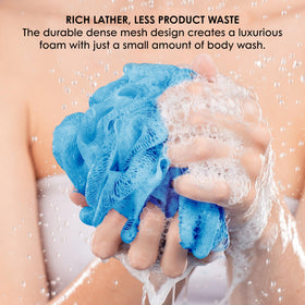 Counterfeit Blonde loofah producing rich soapy lather for efficient cleansing