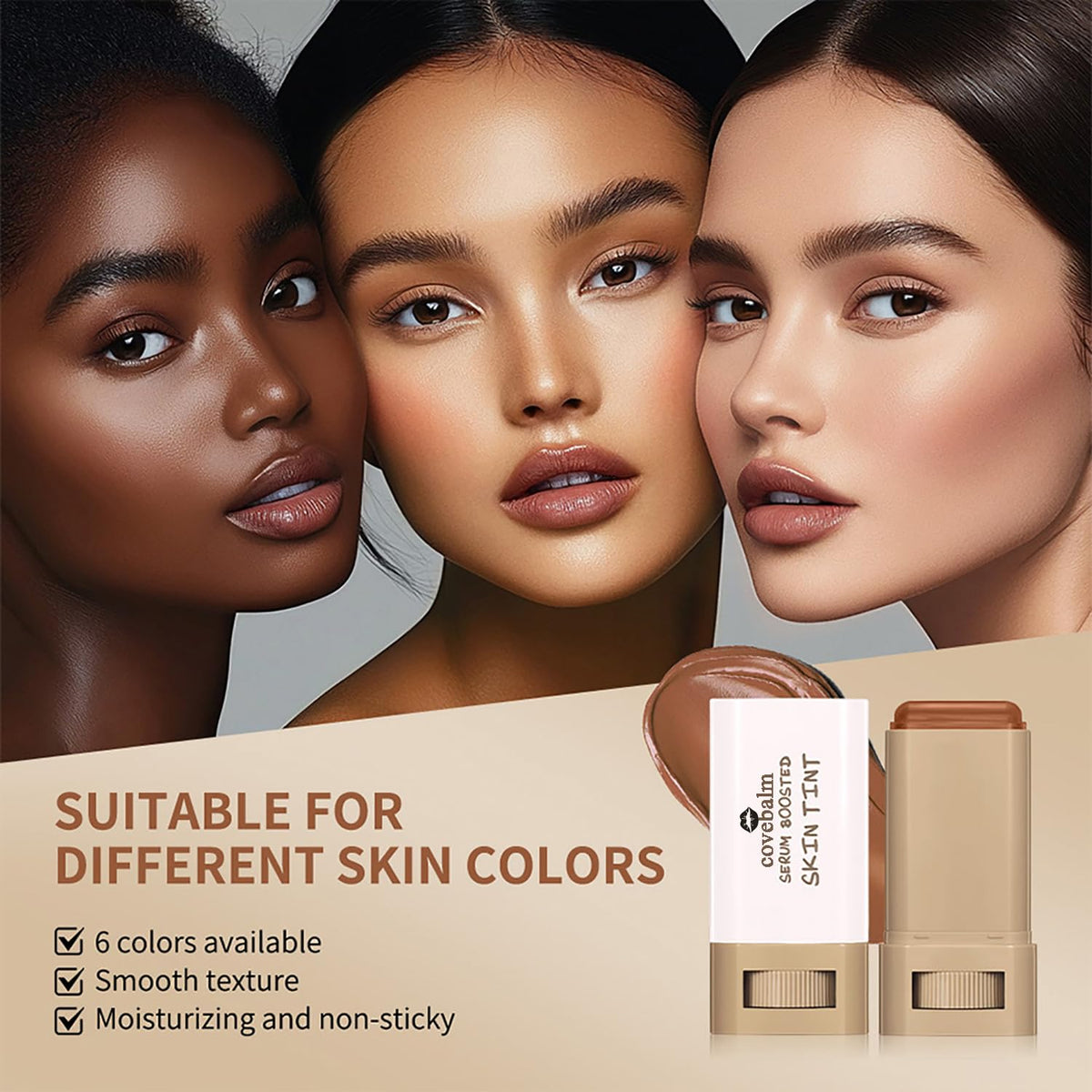 Covebalm stick open tip close-up showing creamy gel-cream texture that melts into skin