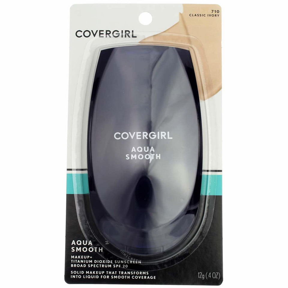 COVERGIRL Aquasmooth compact front view showing shade and compact design for easy touch-ups