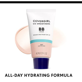 COVERGIRL tube beside SPF graphic illustrating built-in sun protection benefit