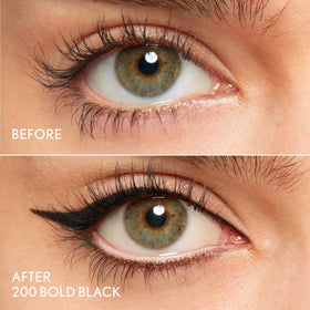 COVERGIRL bold black swatch on skin demonstrating intense pigment payoff
